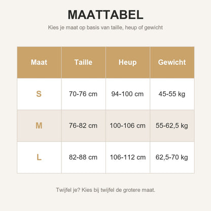 Sculptiva BootyLift - maattabel S M L