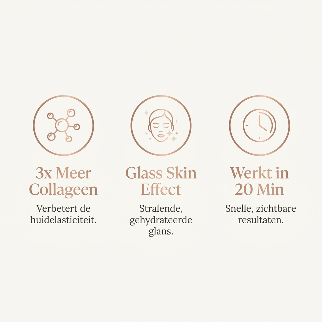 Benefits: 3x meer collageen, glass skin effect, werkt in 20 min