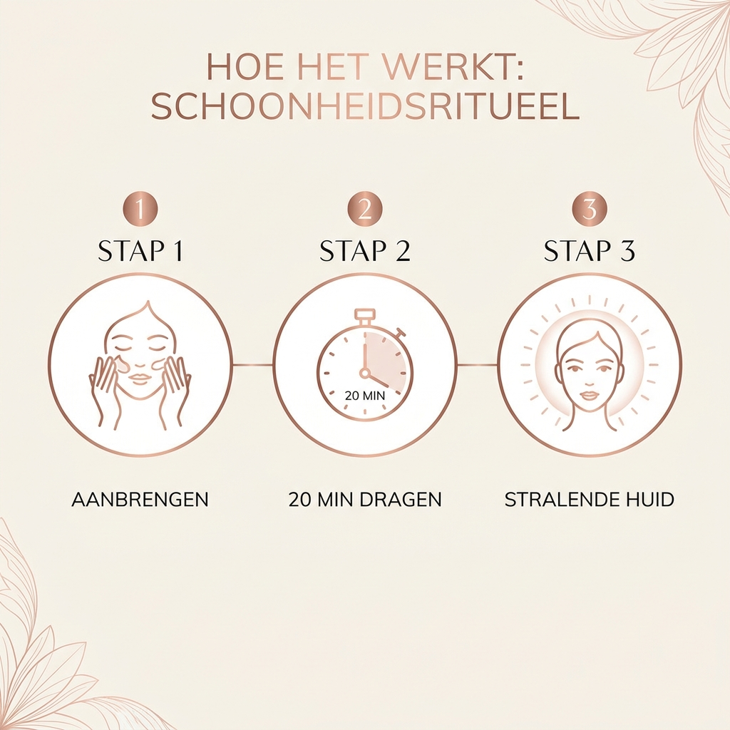 Hoe het werkt: aanbrengen, 20 min dragen, stralende huid