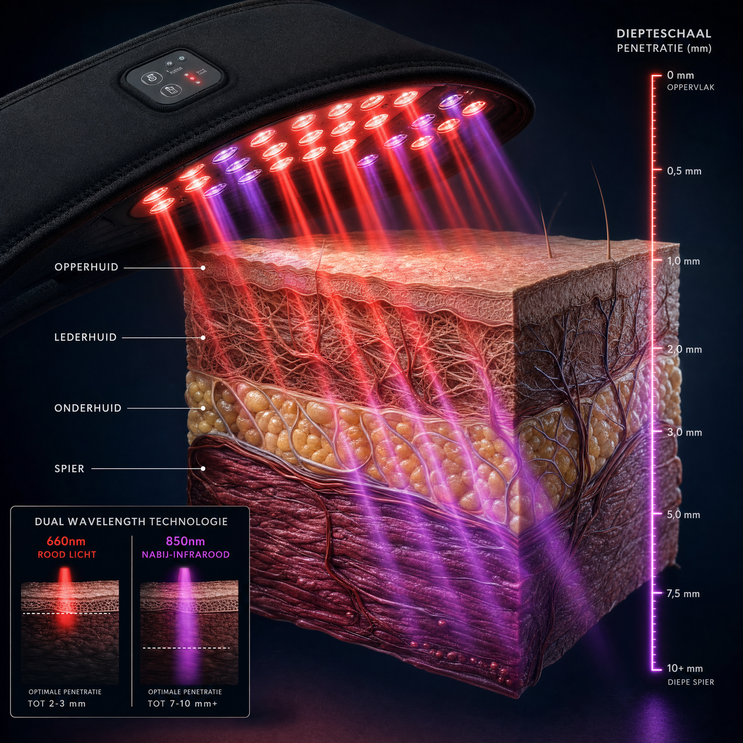 Hoe het werkt - 660nm rood licht en 850nm nabij-infrarood